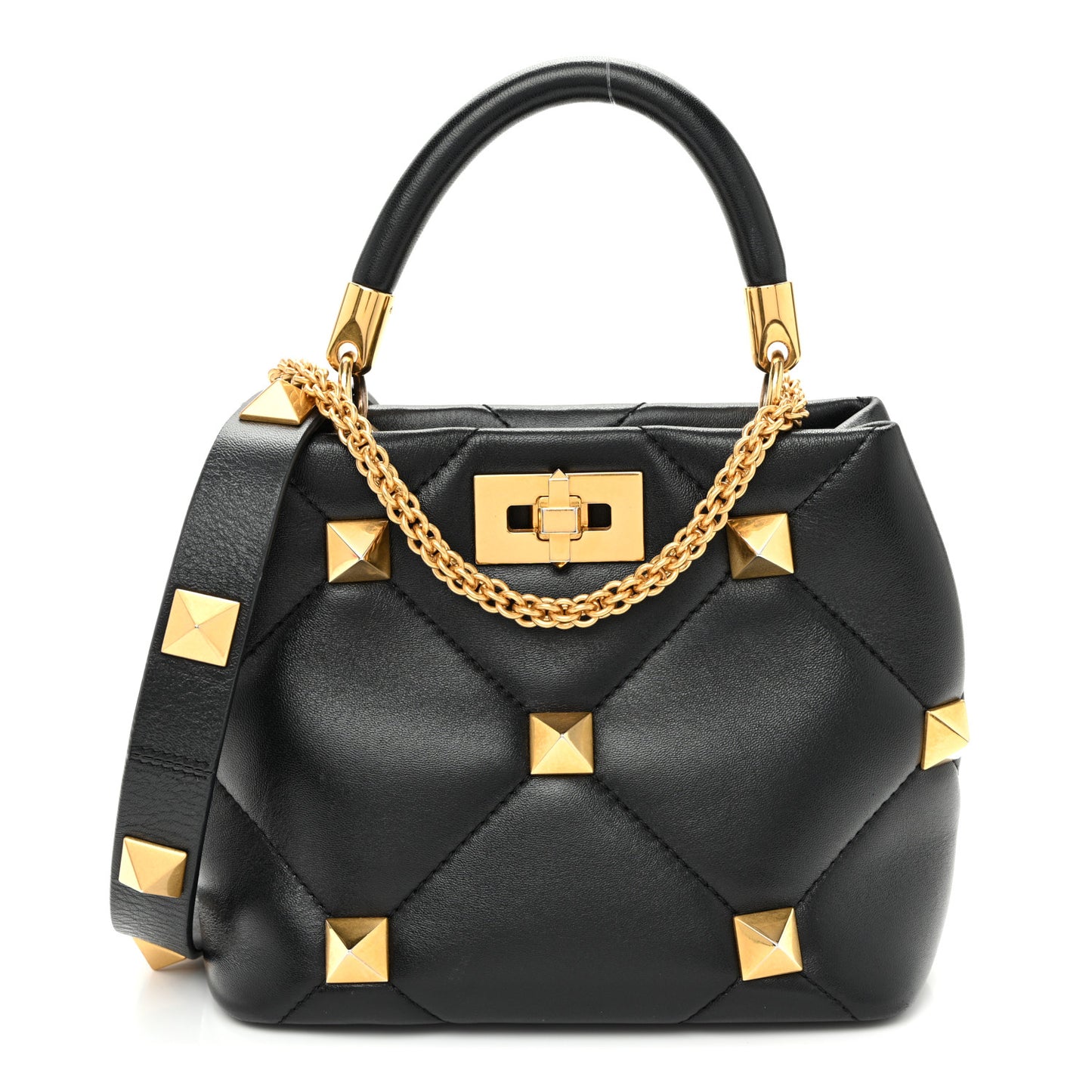 Nappa Small Roman Stud The Handle Bag Black
