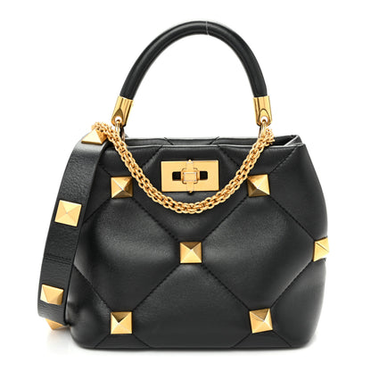 Valentino Garavani Nappa Small Roman Stud The Handle Bag Black 1 of 9