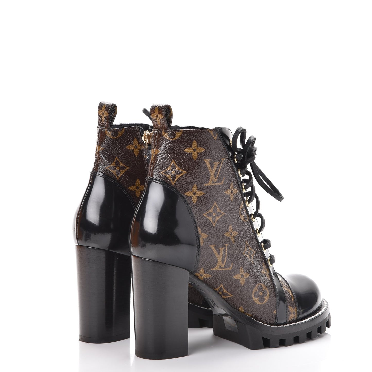 Patent Calfskin Monogram Star Trail Ankle Boots 37.5 Black