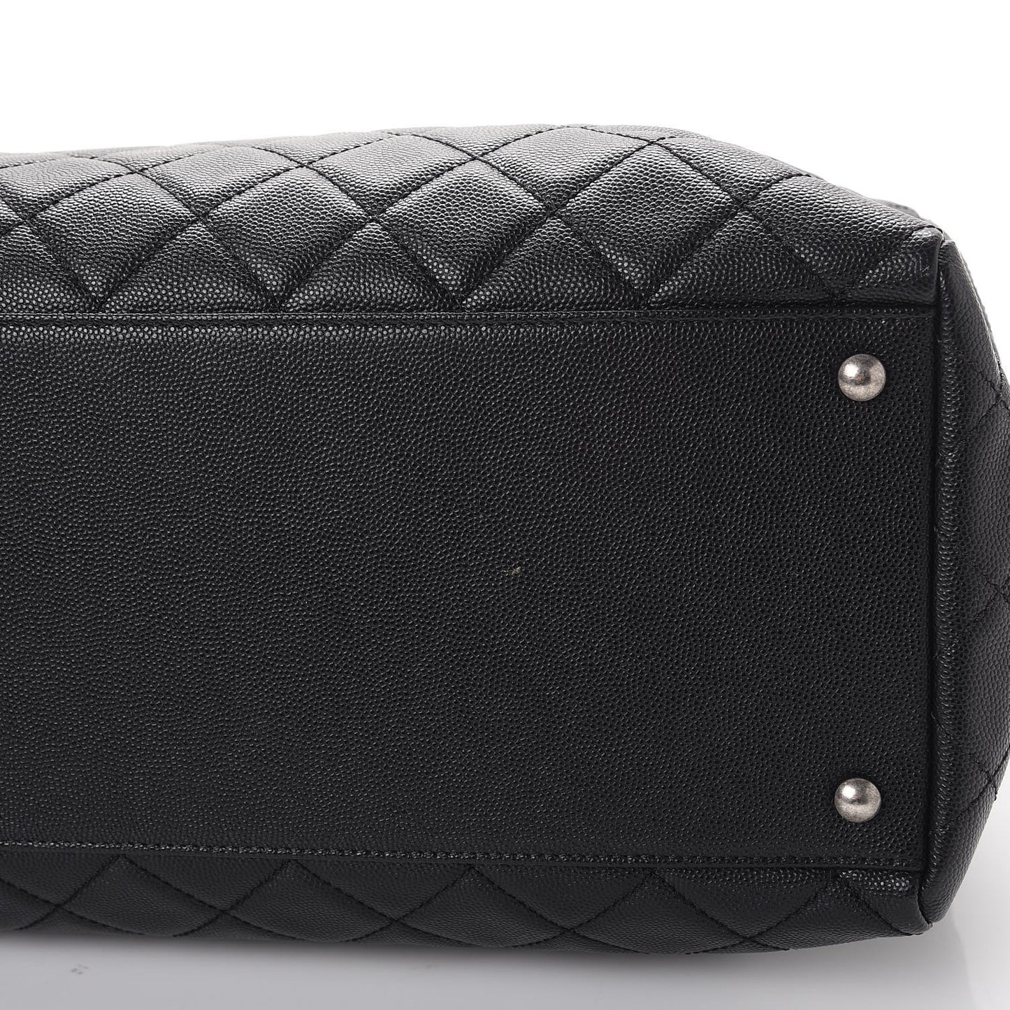 Caviar Quilted Large Coco Handle Shopping Tote Black
