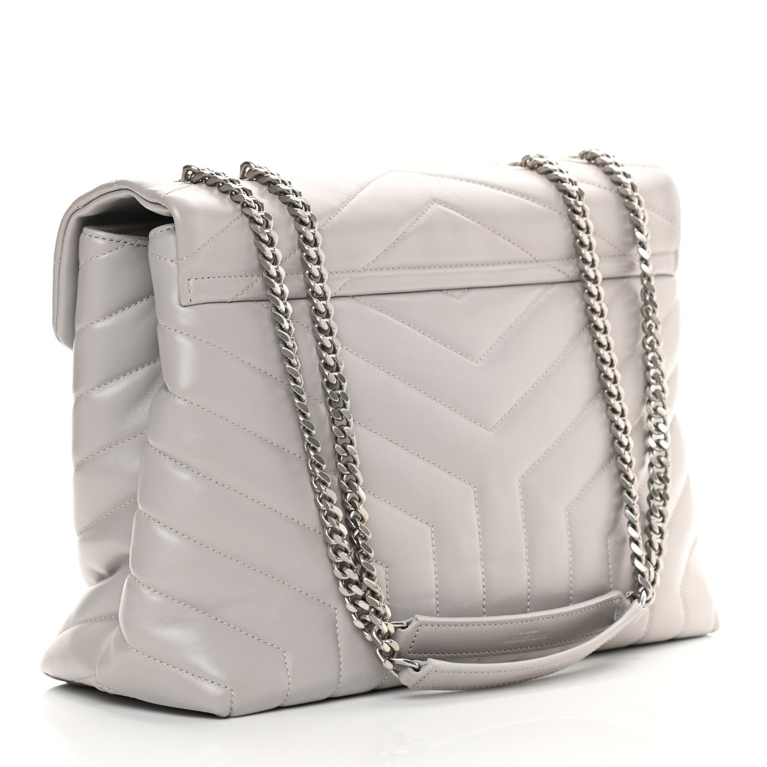 Saint Laurent Calfskin Y Quilted Monogram Medium Loulou Chain Satchel Granite 2 of 9