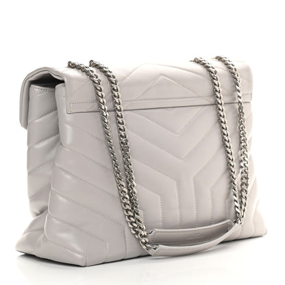 Saint Laurent Calfskin Y Quilted Monogram Medium Loulou Chain Satchel Granite 2 of 9