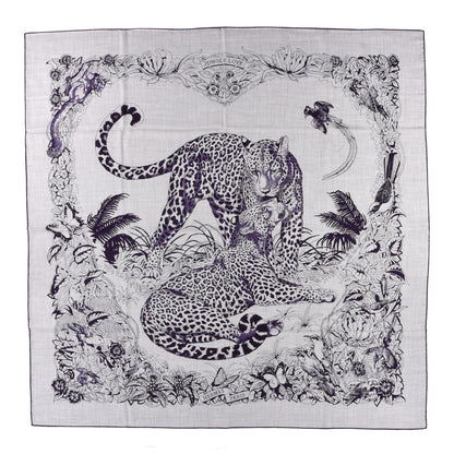 Hermes Cashmere Silk Jungle Love Tattoo Shawl 140 Gris Chine Iris 1 of 4