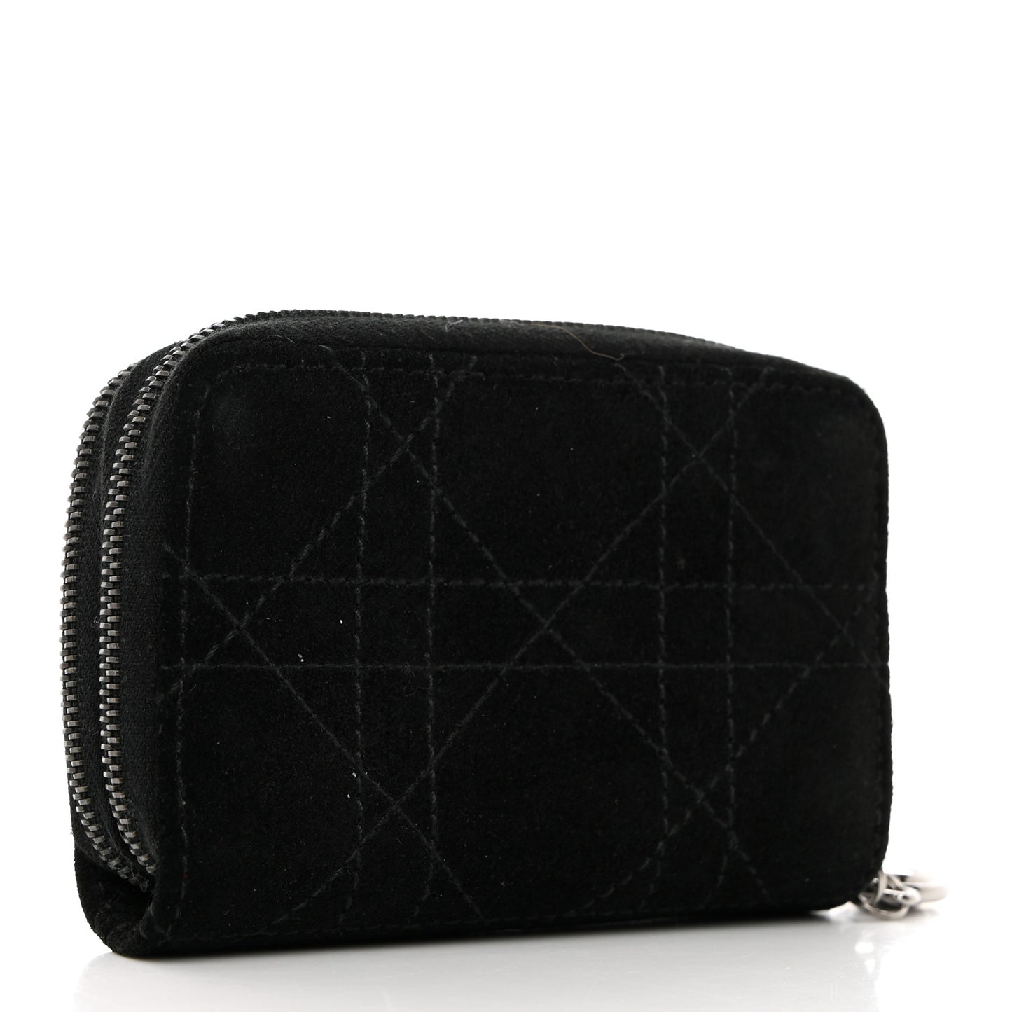 Suede Cannage 6 Key Holder Coin Wallet Black