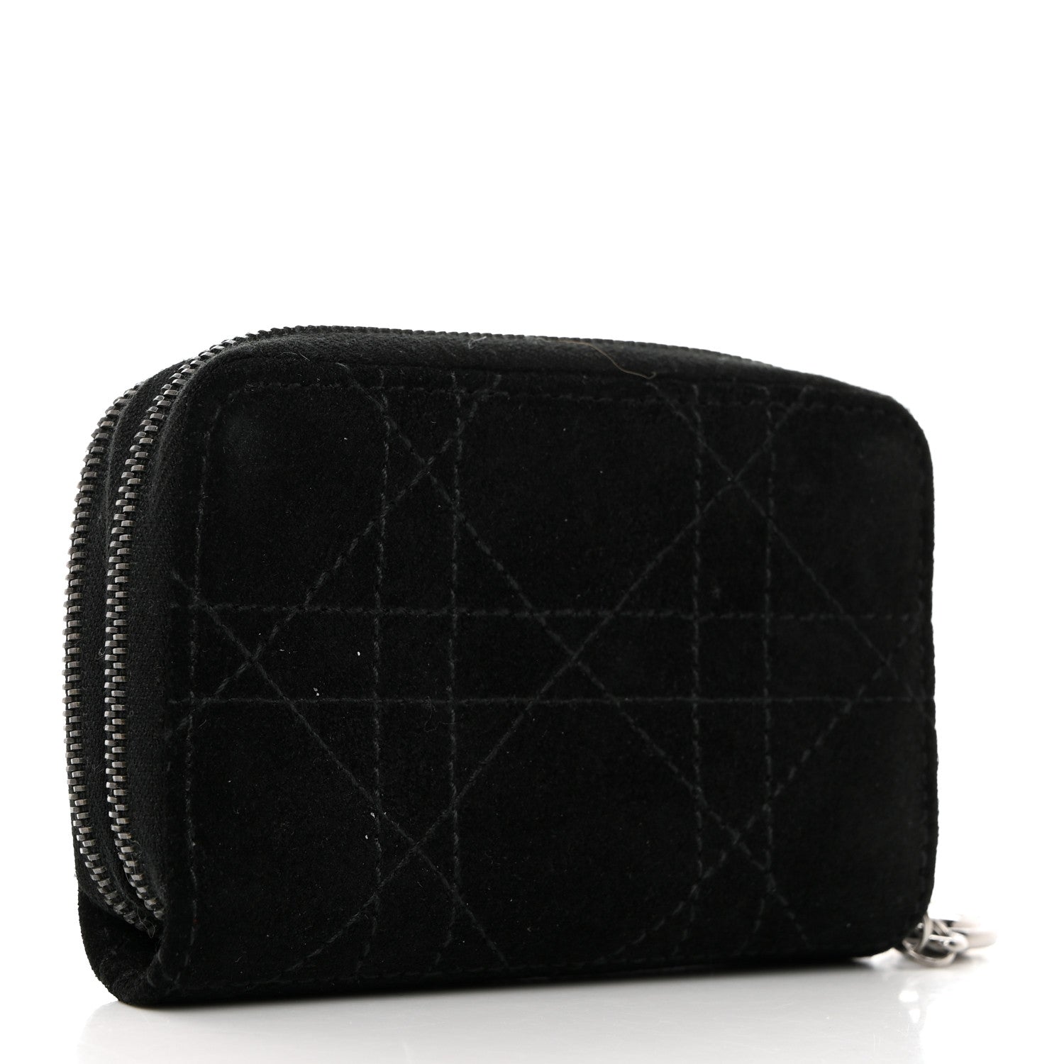 Christian Dior Suede Cannage 6 Key Holder Coin Wallet Black 3 of 11