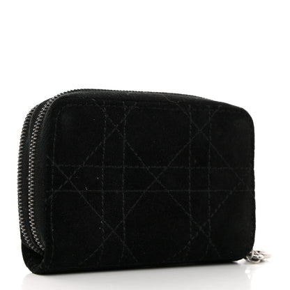 Christian Dior Suede Cannage 6 Key Holder Coin Wallet Black 3 of 11