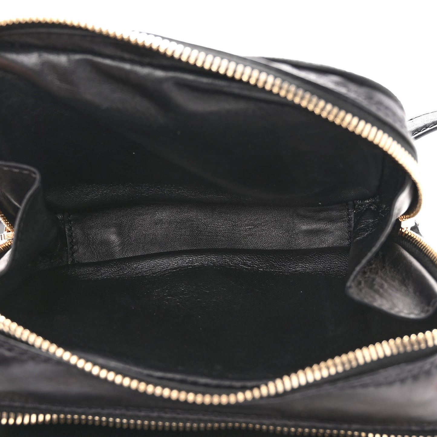 Nappa Rockstud Spike Double Zip Camera Crossbody Bag Black