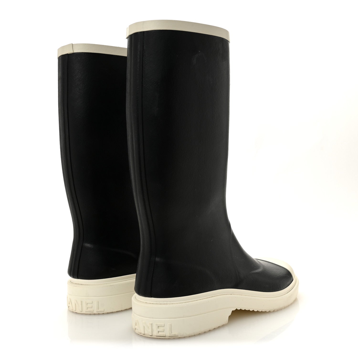 Chanel Caoutchouk CC High Boots 40 Black White 5 of 12