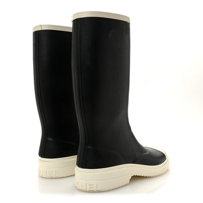 Chanel Caoutchouk CC High Boots 40 Black White 5 of 12