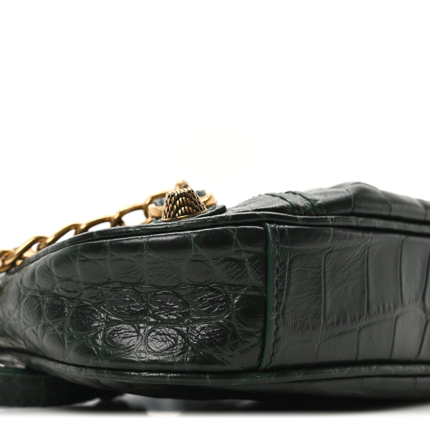 Balenciaga Extra Supple Calfskin Crocodile Embossed Mini Le Cagole Purse With Chain Forest Green 8 of 9