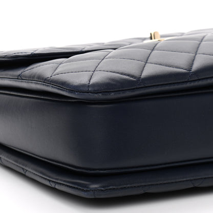 Chanel Lambskin Quilted Large Trendy CC Flap Dual Handle Bag Navy Blue 9 of 10