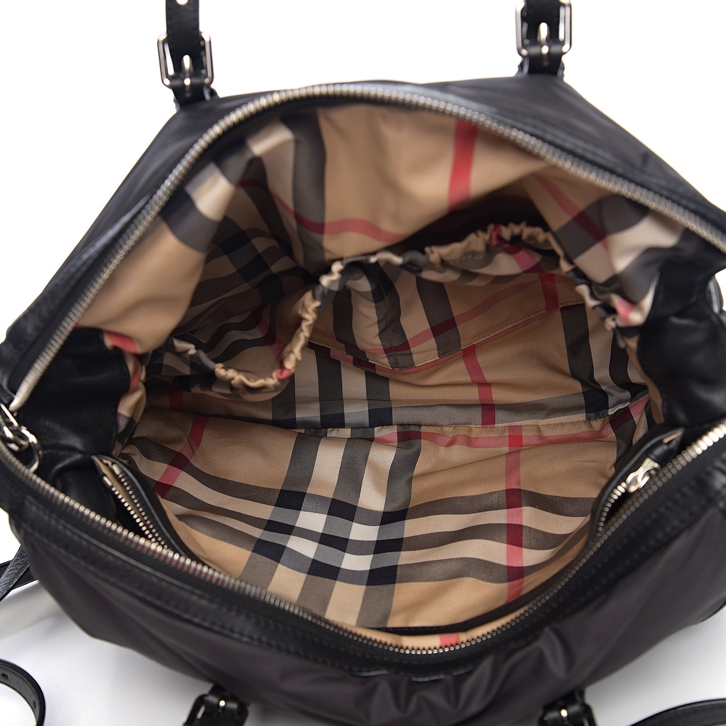 Nylon House Check Quilted Abbey Diaper Bag Black