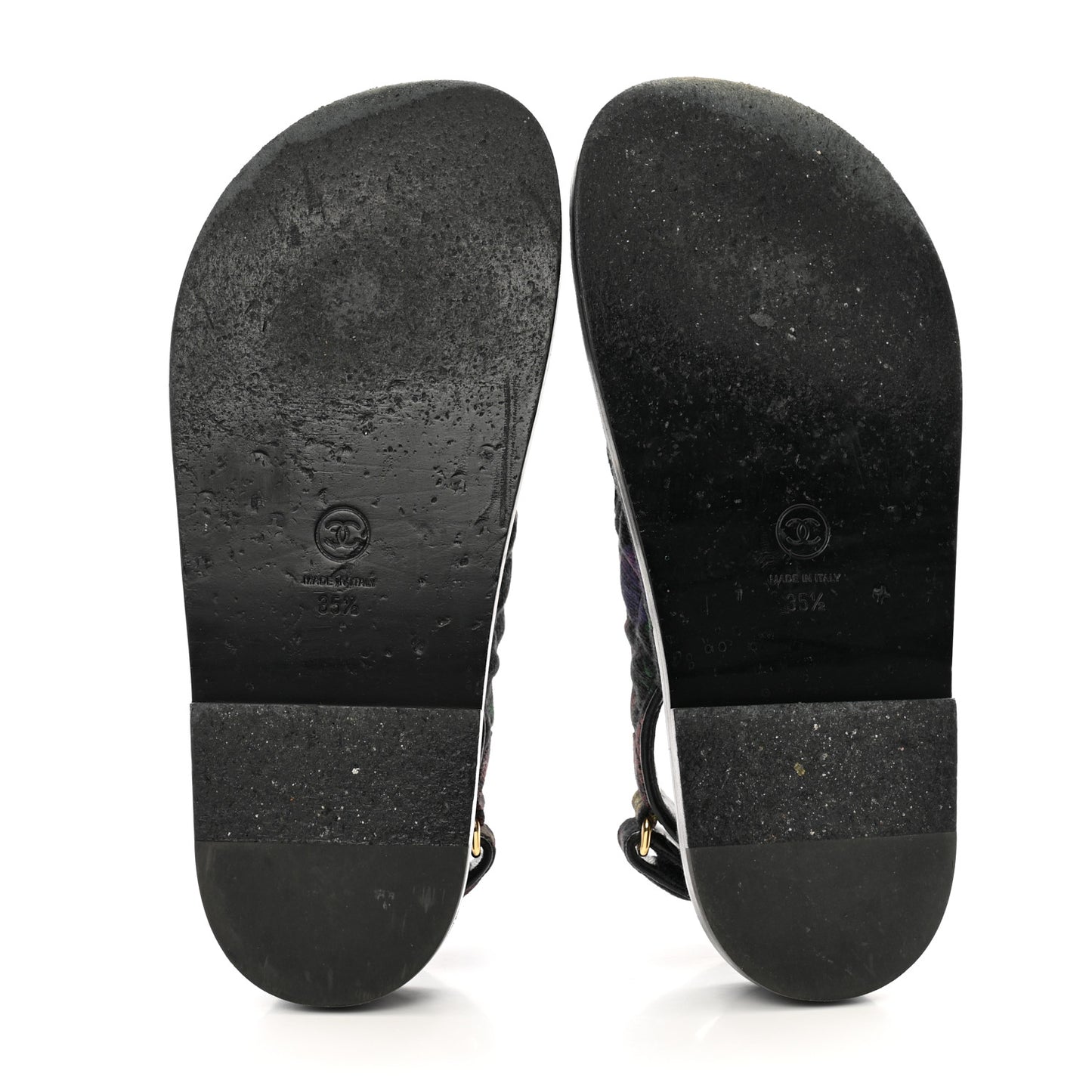 Denim Quilted Dad Sandals 35.5 Black Multicolor