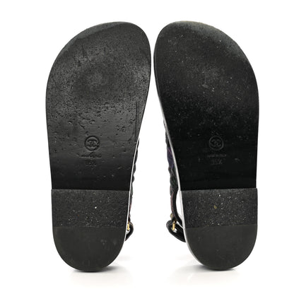 Chanel Denim Quilted Dad Sandals 35.5 Black Multicolor 6 of 13