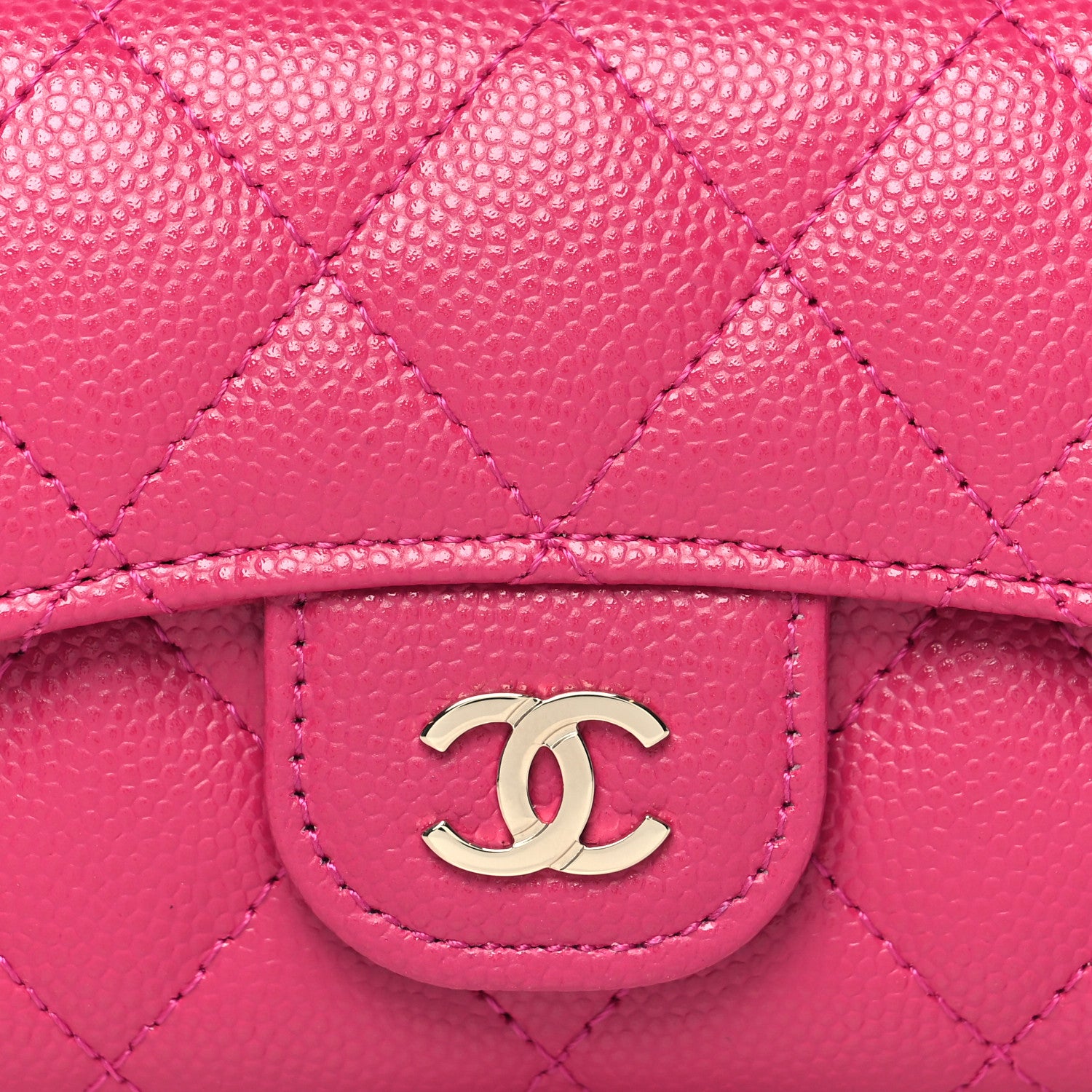 Chanel Caviar Quilted Flap Card Holder Wallet Dark Pink 9 of 9