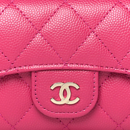 Chanel Caviar Quilted Flap Card Holder Wallet Dark Pink 9 of 9
