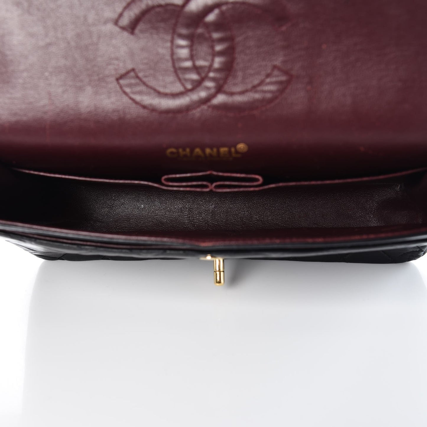 Lambskin Quilted Medium Double Flap Black