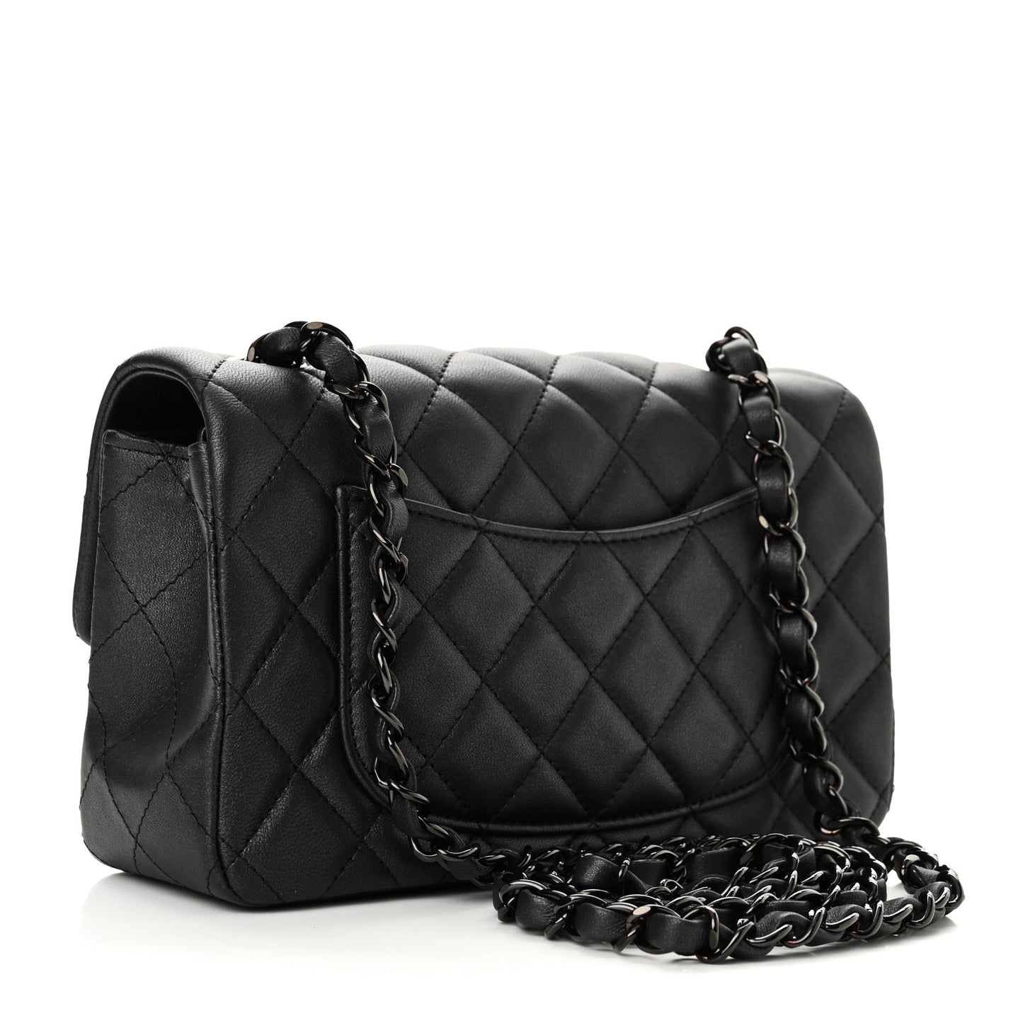 Lambskin Quilted Mini Rectangular Flap So Black
