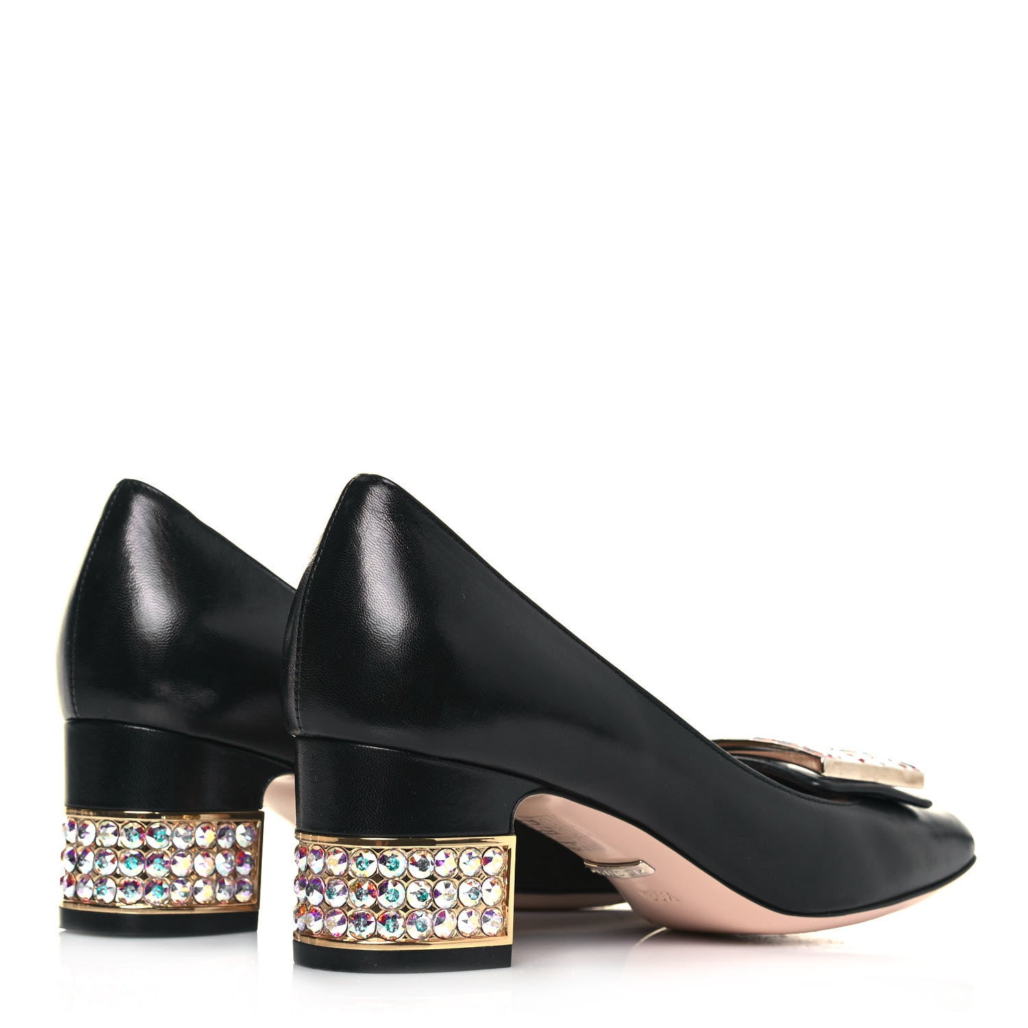 Gucci Malaga Kid Crystal Square G Madelyn Mid Heel Loafer Pumps 35.5 Black 5 of 11