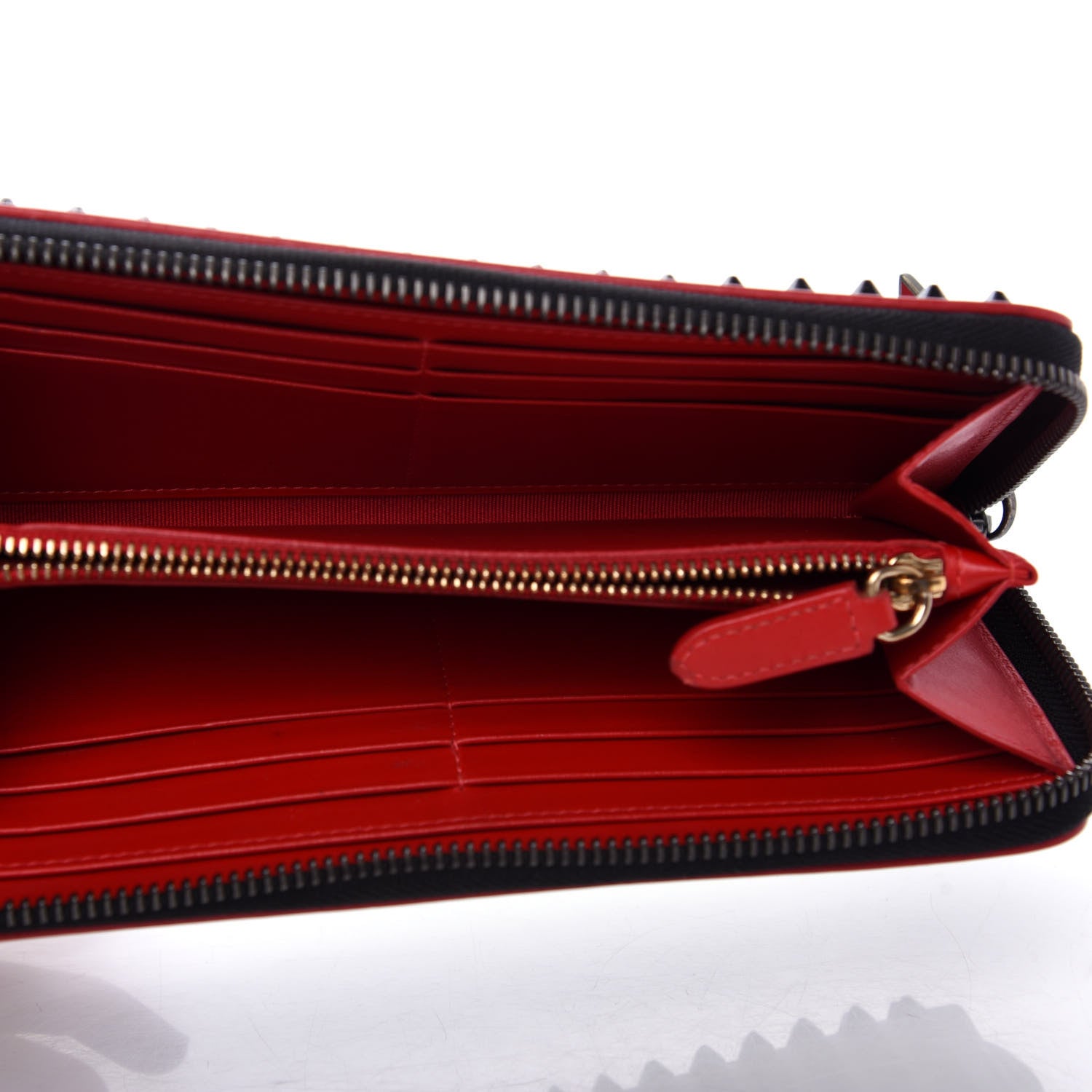 Christian Louboutin Calfskin Panettone Spiked Zip Around Wallet Black 5 of 7