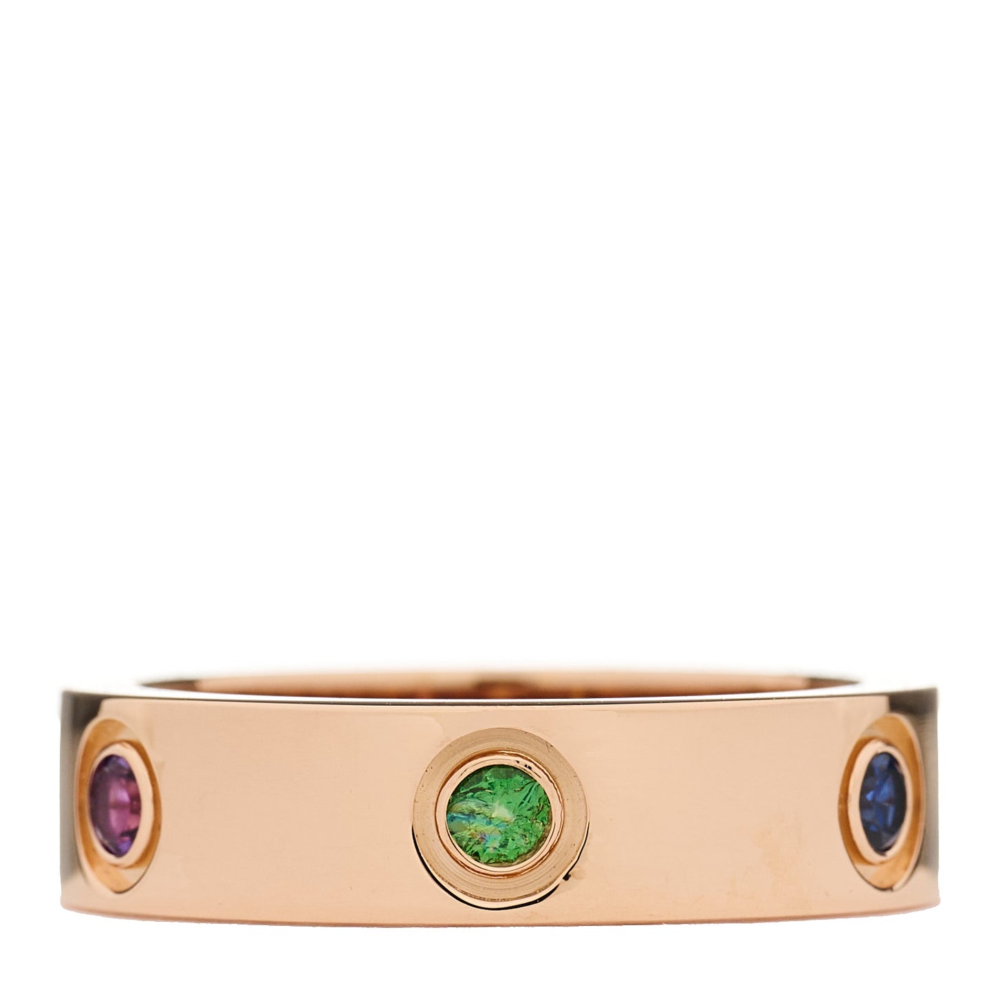 18K Pink Gold Sapphire Garnet Amethyst 5.5mm LOVE Ring 56 7.5