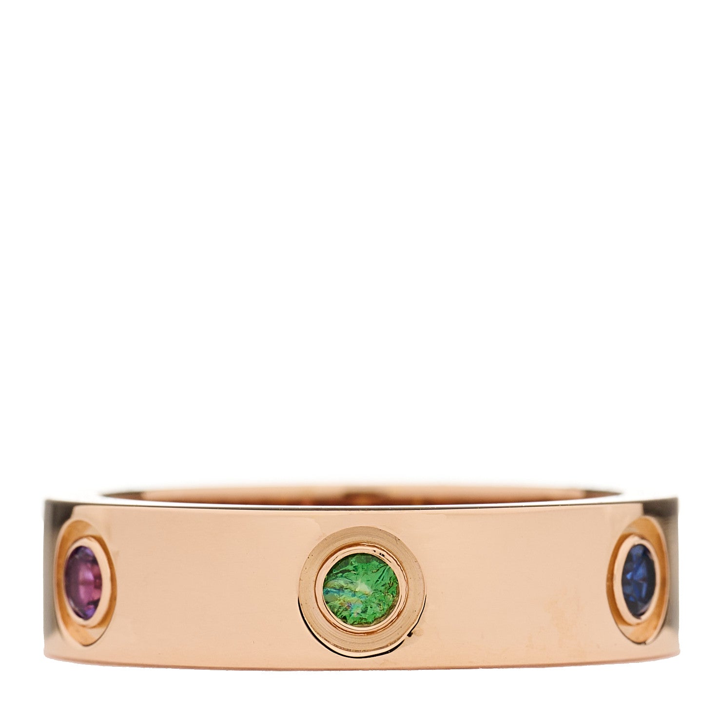 Cartier 18K Pink Gold Sapphire Garnet Amethyst 5.5mm LOVE Ring 56 7.5 1 of 6
