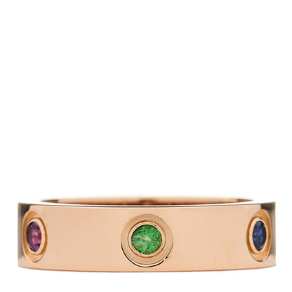 Cartier 18K Pink Gold Sapphire Garnet Amethyst 5.5mm LOVE Ring 56 7.5 1 of 6