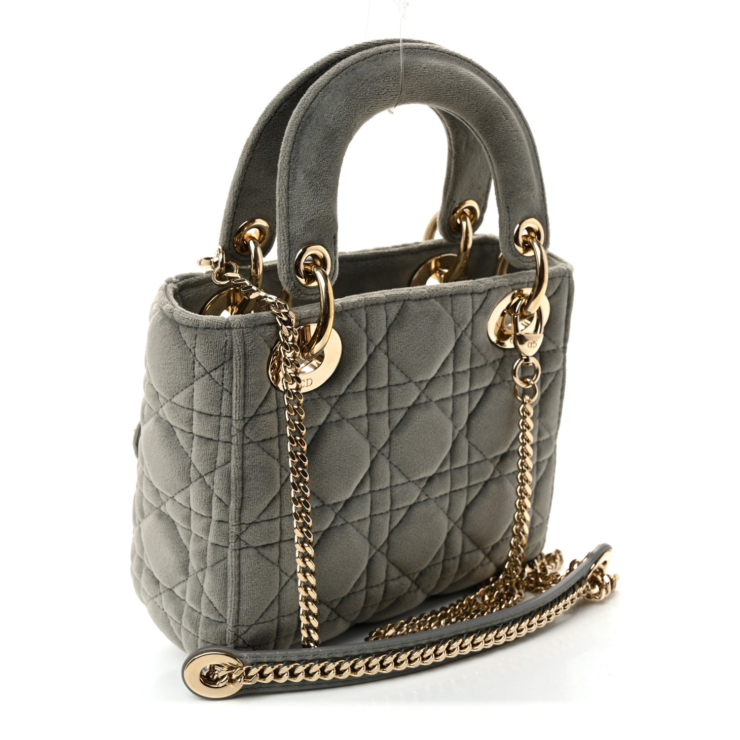 Christian Dior Velvet Mini Lady Dior Gray 3 of 10
