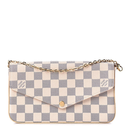 Louis Vuitton Damier Azur Pochette Felicie Chain Wallet Rose Ballerine 1 of 10