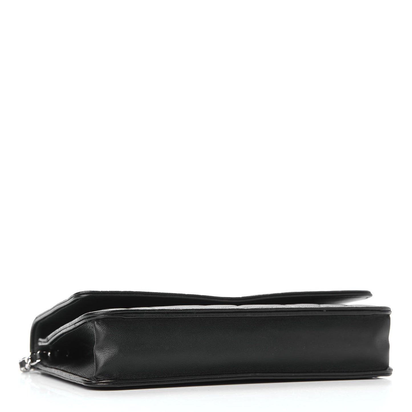 Lambskin Camellia Embossed Wallet on Chain WOC Black