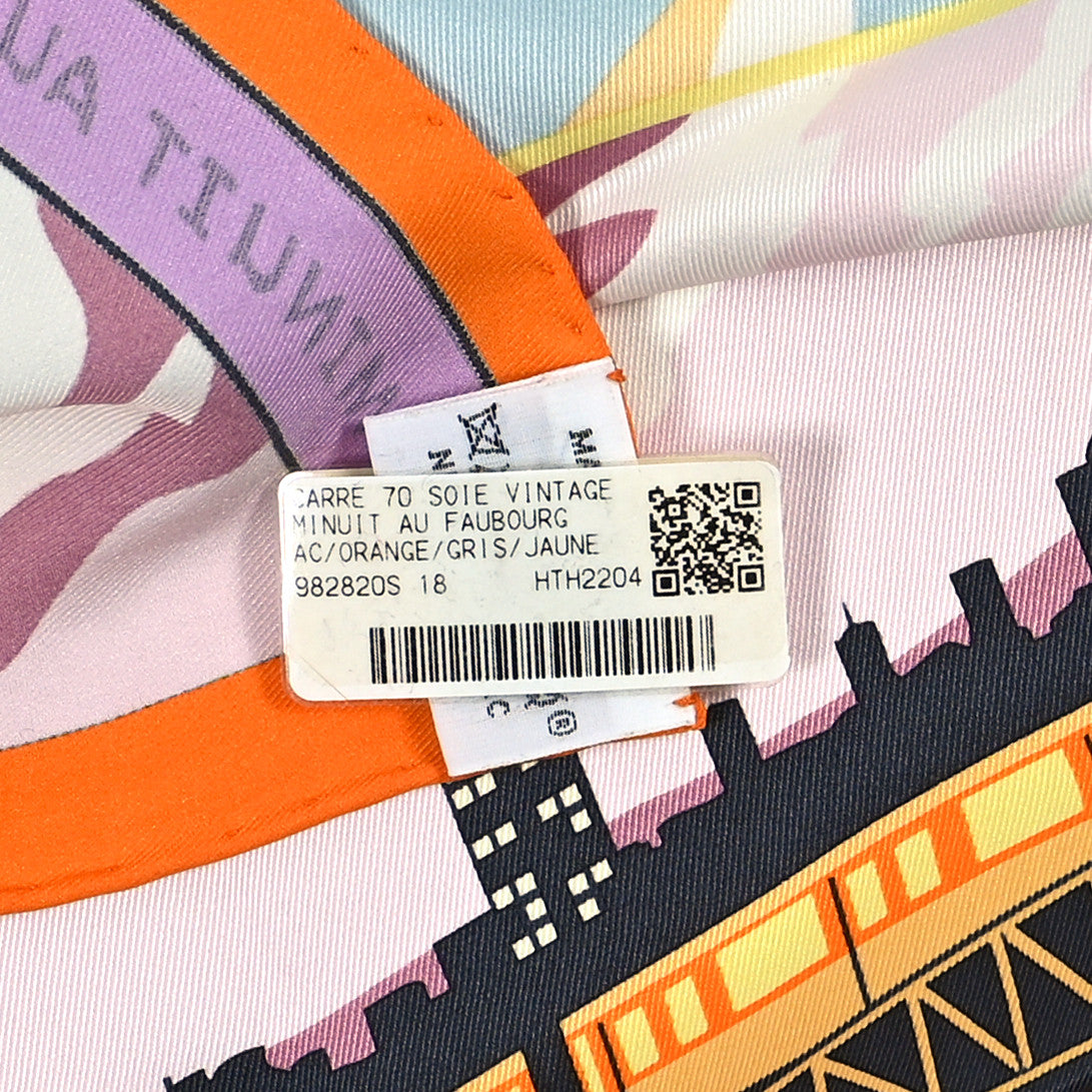 Silk Minuit Au Faubourg Scarf 70 Orange Gris Jaune