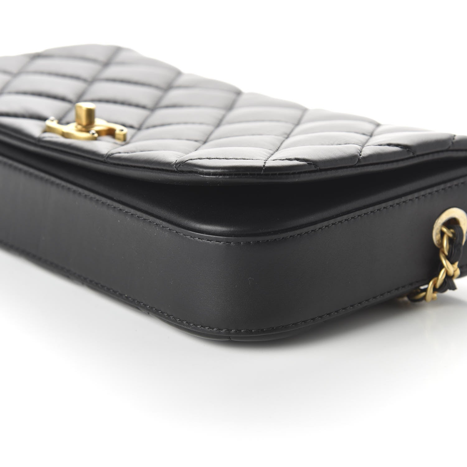 Chanel Calfskin Quilted Nailed CC Flap Bag Black 7 of 10