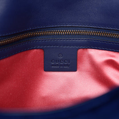 Gucci Velvet Matelasse Modern Embroidered Medium GG Marmont Shoulder Bag Cobalt 5 of 9