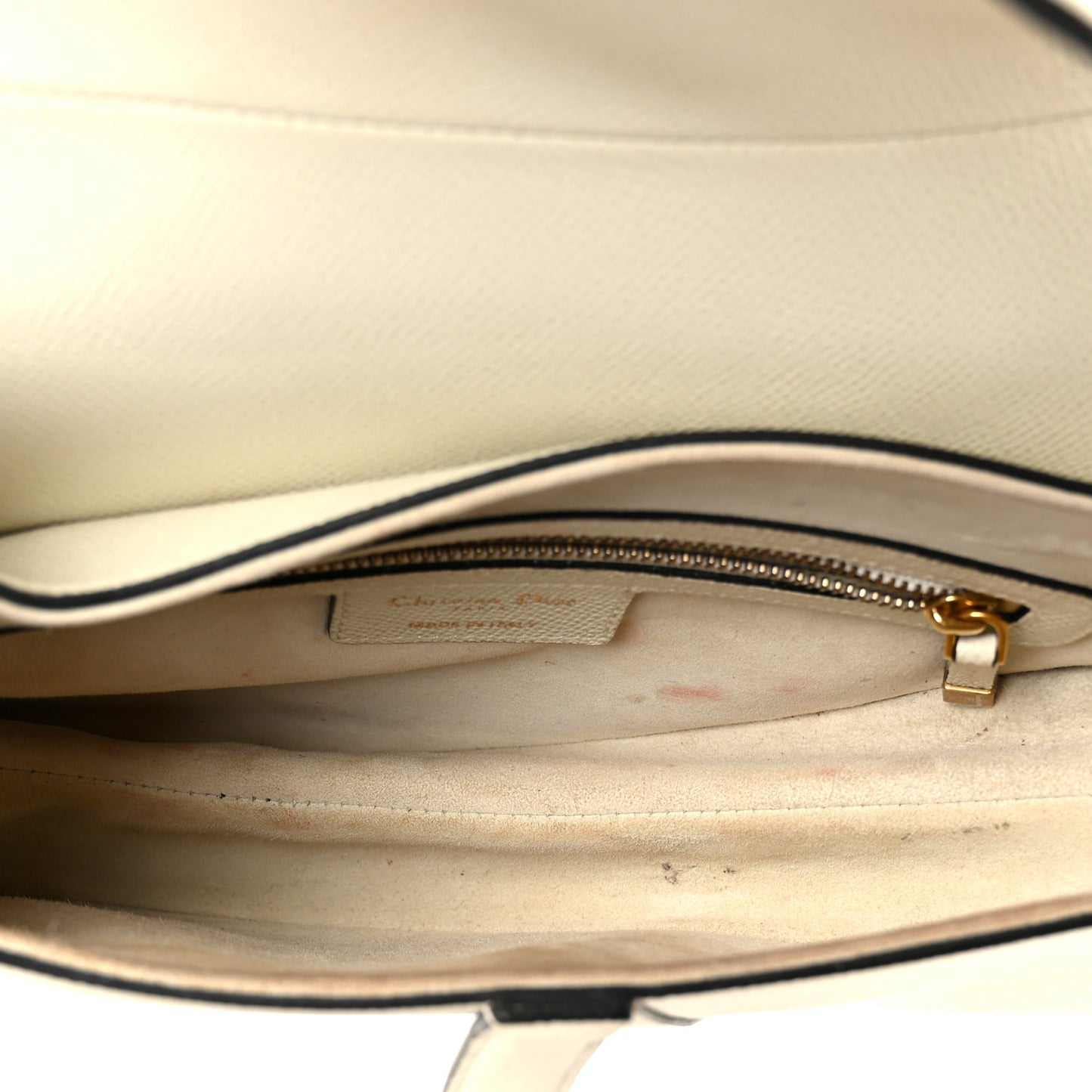 Grained Calfskin Saddle Bag White