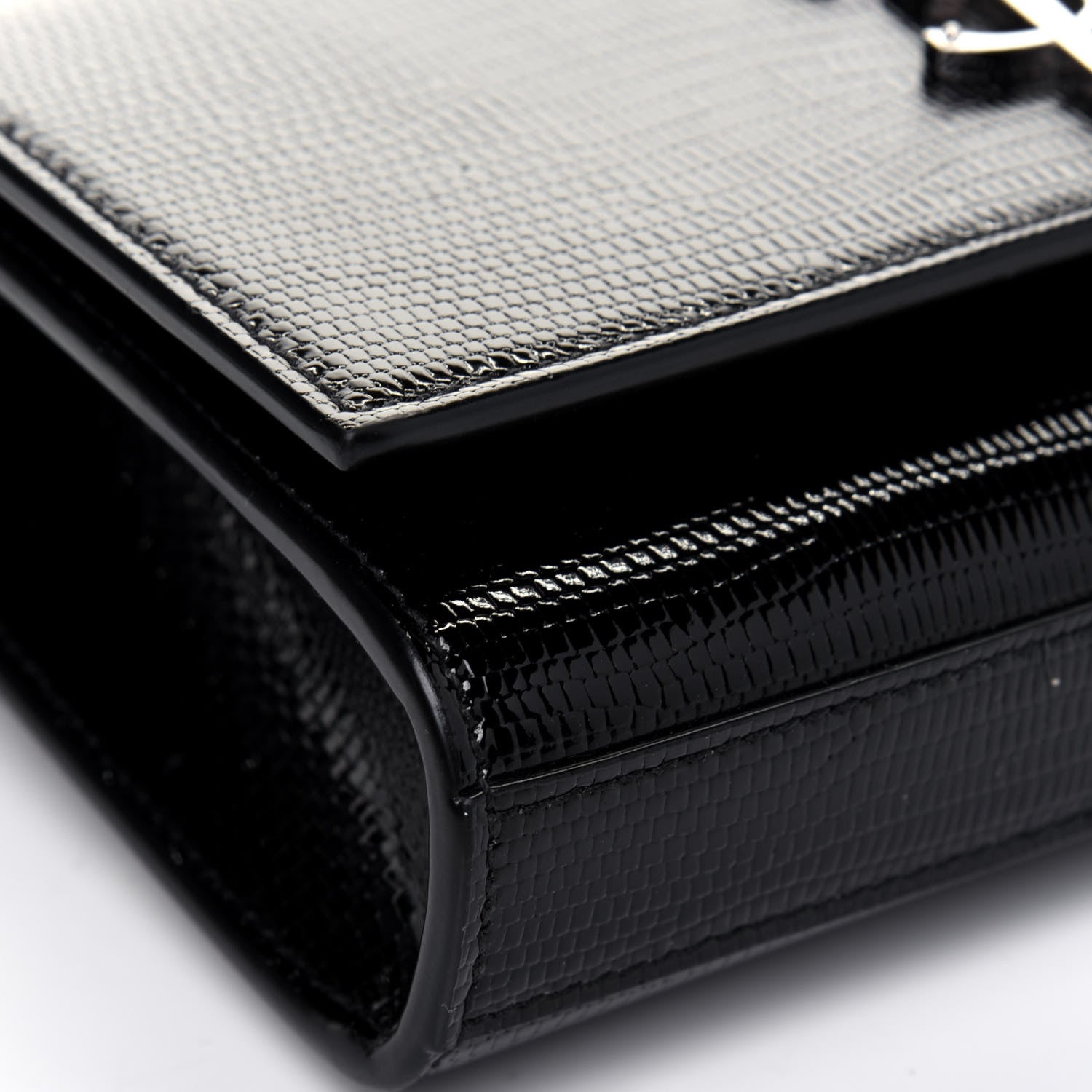 Saint Laurent Calfskin Lizard Embossed Monogram Kate Belt Bag Black 8 of 13