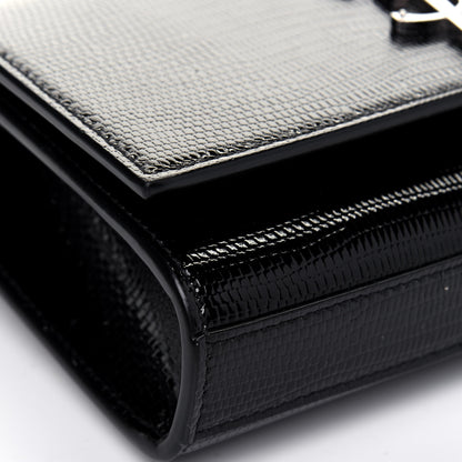 Saint Laurent Calfskin Lizard Embossed Monogram Kate Belt Bag Black 8 of 13