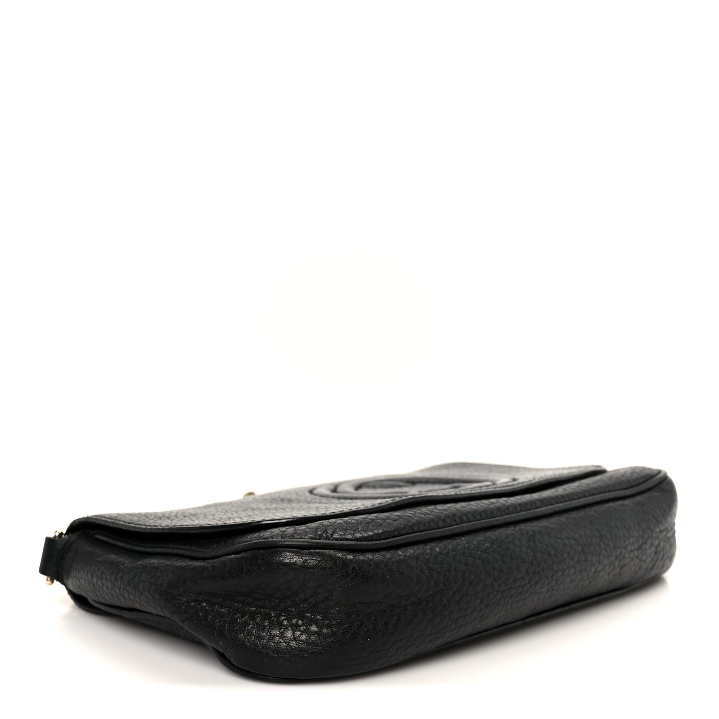 Pebbled Calfskin Medium Soho Flap Crossbody Black