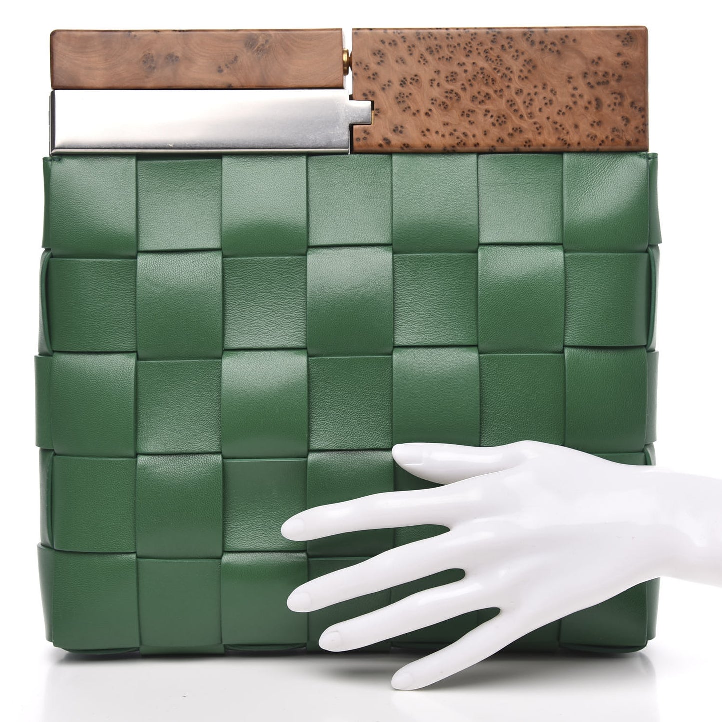 Nappa Maxi Intreccio The Snap Clutch Racing Green