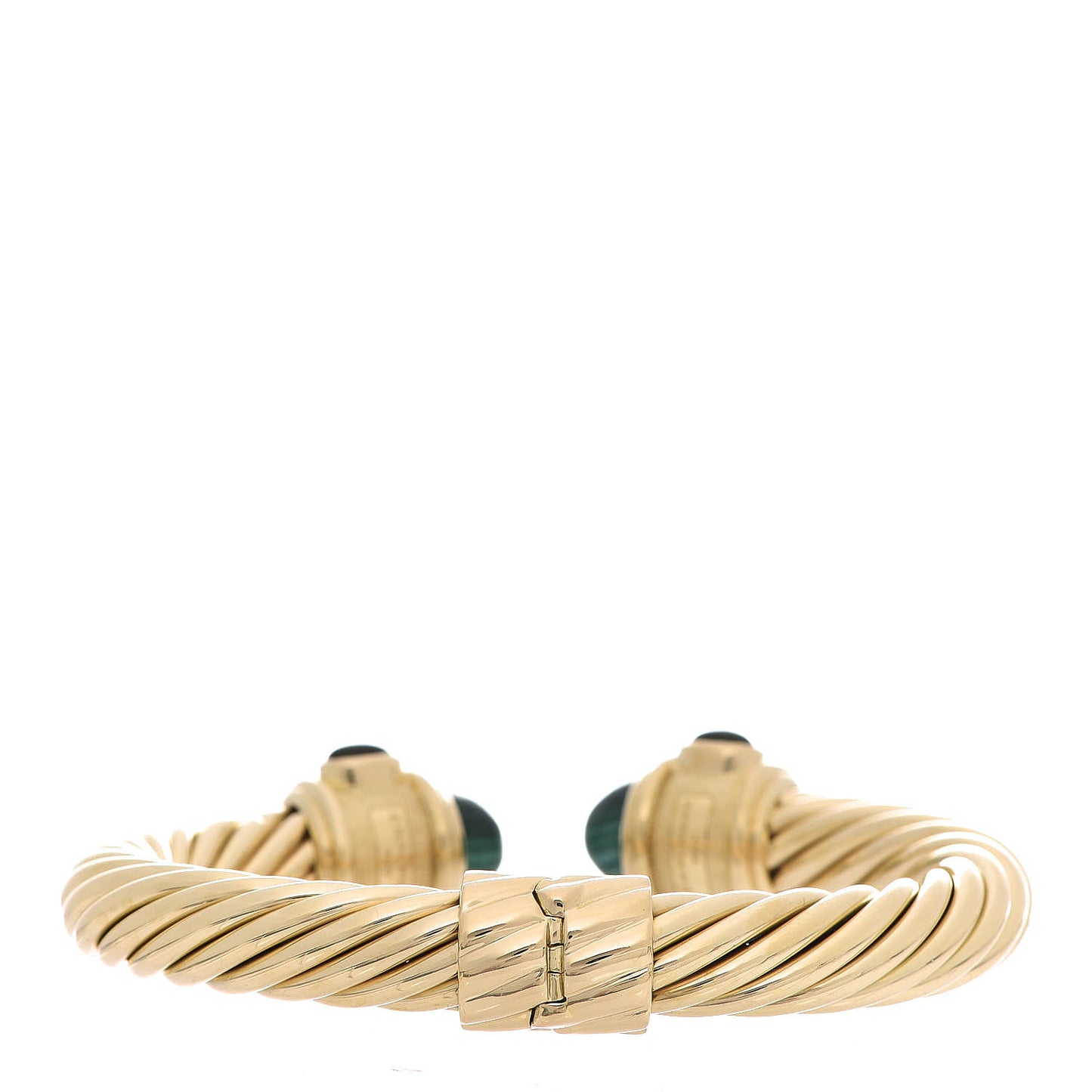18K Yellow Gold Malachite Chrome Diopside 10mm Renaissance Cable Bracelet