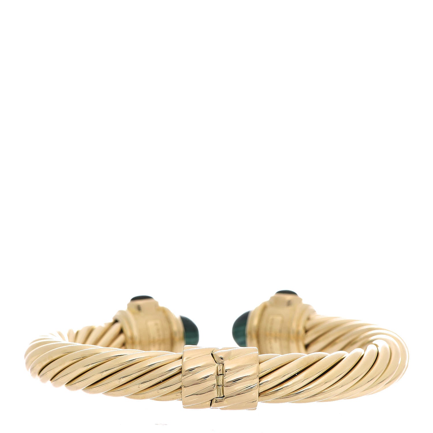 David Yurman 18K Yellow Gold Malachite Chrome Diopside 10mm Renaissance Cable Bracelet 3 of 6