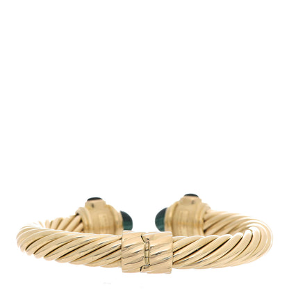 David Yurman 18K Yellow Gold Malachite Chrome Diopside 10mm Renaissance Cable Bracelet 3 of 6