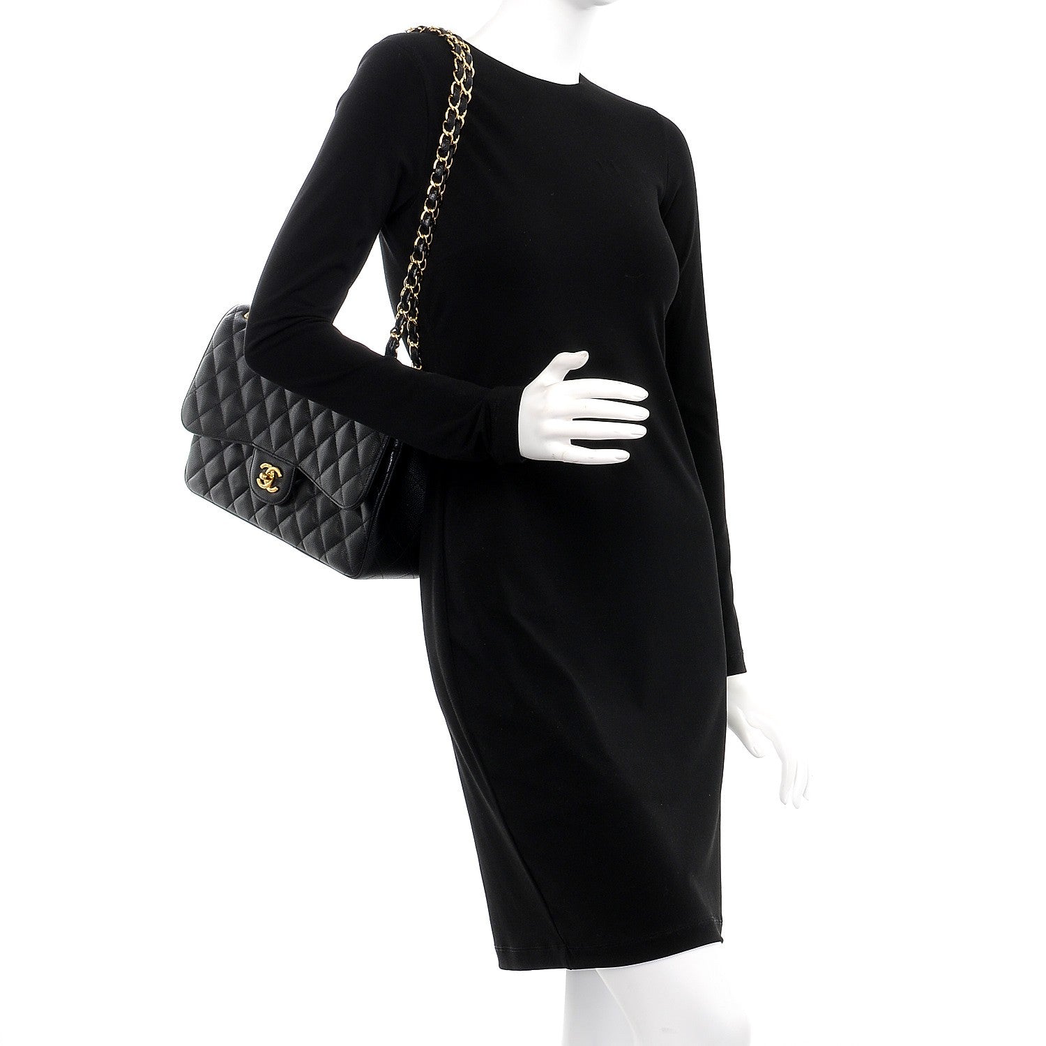 Chanel Caviar Quilted Jumbo Double Flap Black 3 of 10