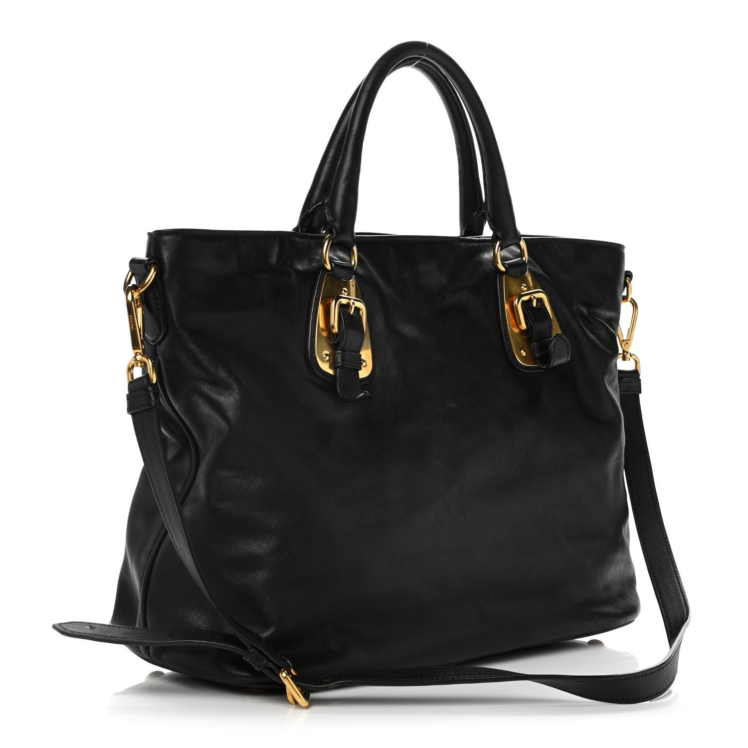 Prada Soft Calf Shopping Tote Black 4 of 15