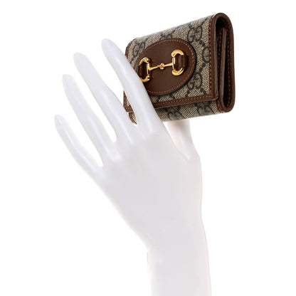 Gucci GG Supreme Monogram Horsebit 1955 6 Key Holder Case Beige Ebony Brown Sugar 2 of 8