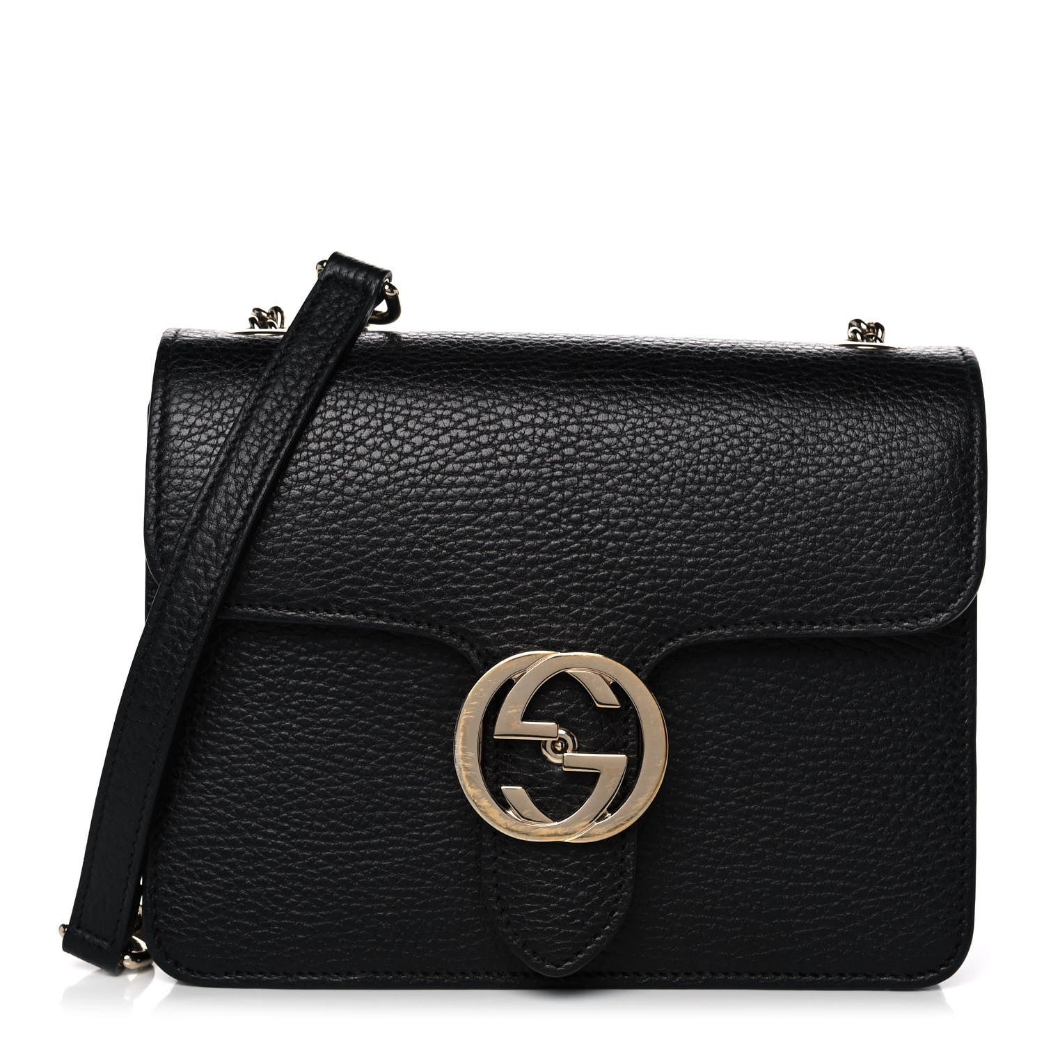 Gucci Dollar Calfskin Small Interlocking G Shoulder Bag Black 1 of 12