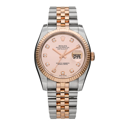 Rolex Stainless Steel 18K Everose Gold Diamond 36mm Oyster Perpetual Datejust Watch Pink 116231 1 of 4