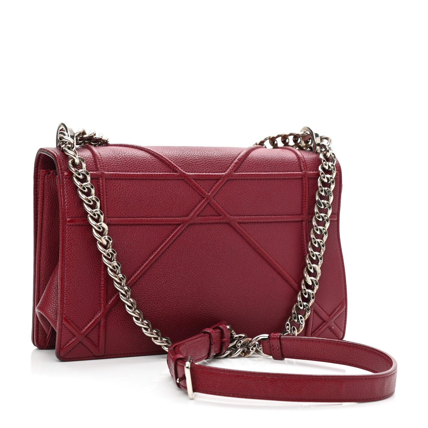 Christian Dior Grained Calfskin Medium Diorama Flap Bag Burgundy 3 of 11