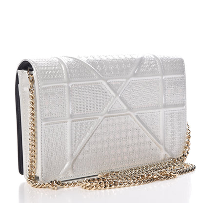 Christian Dior Patent Micro-Cannage Diorama Wallet on Chain Pouch White 3 of 10