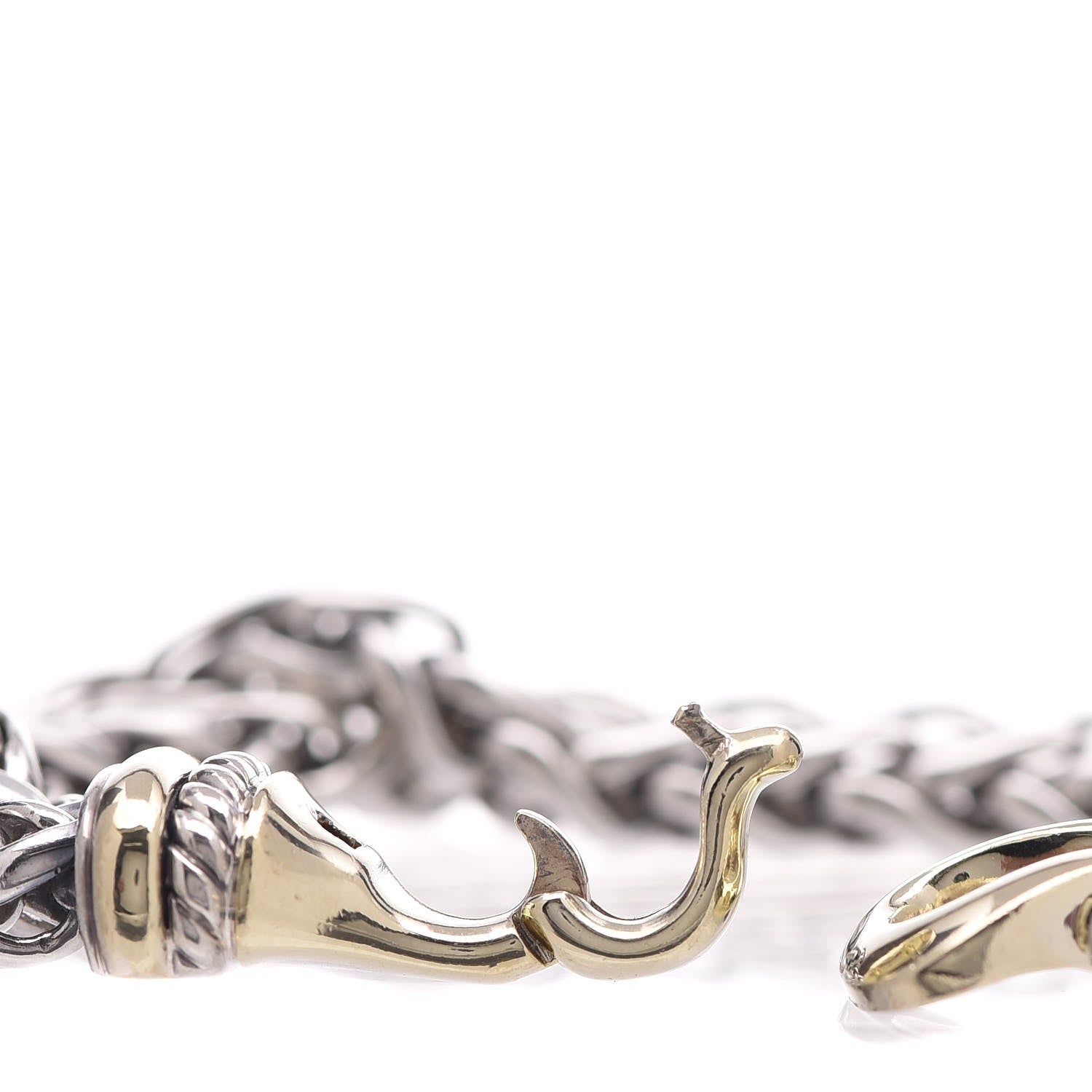 David Yurman Sterling Silver 14K Yellow Gold Red Tourmaline Double Wheat Buckle Bracelet 7 of 7