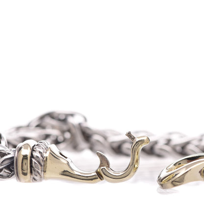 David Yurman Sterling Silver 14K Yellow Gold Red Tourmaline Double Wheat Buckle Bracelet 7 of 7